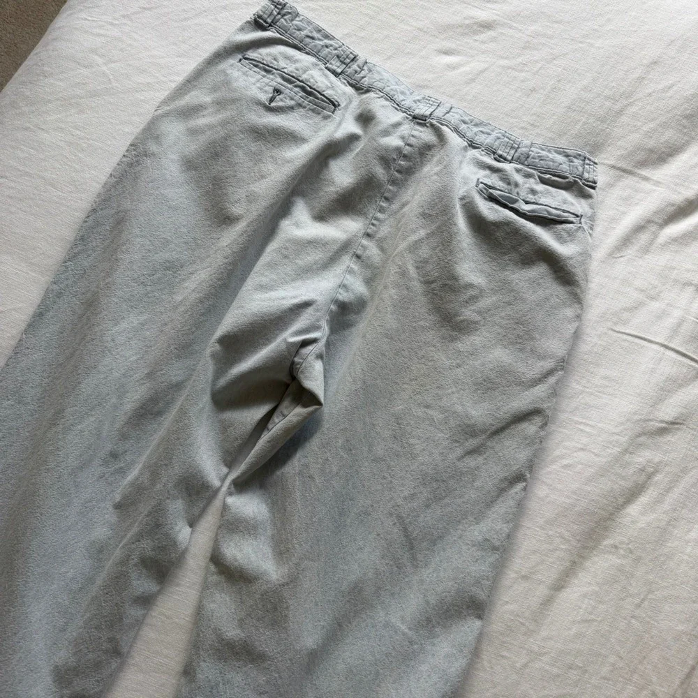 70's Fieldmaster Regular Fit Pleated Trousers Light Blue Chambray Pants 38x32